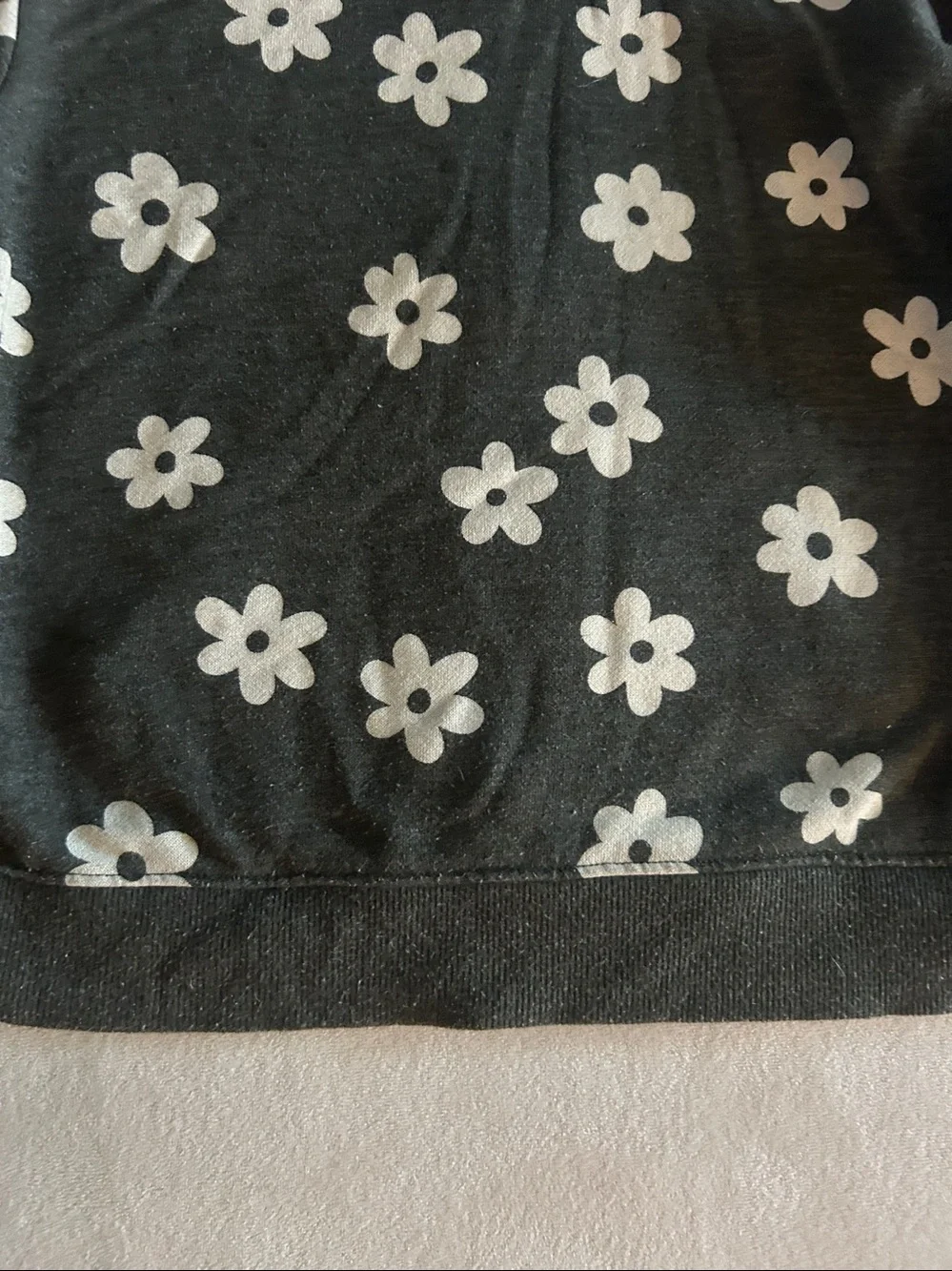 Cat & Jack Black Zip-Up Hoodie with White Daisy Print
